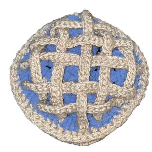 Handmade Crochet Blueberry Pie Hat Novelty Cottagecore Lattice Beret Beanie main image 4